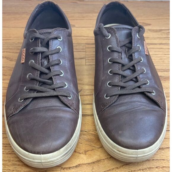 Ecco Soft 7 Brown Leather Low Top Lace Up Extra Width Sneaker Casual Shoe Sz 46 - Picture 3 of 13